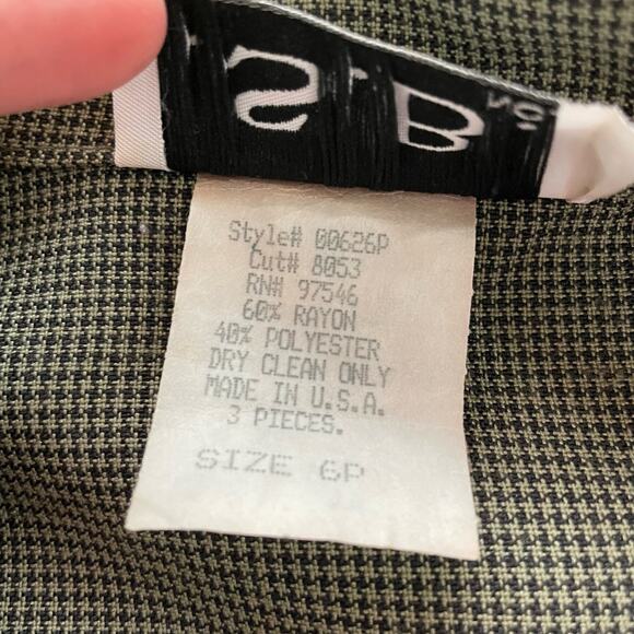 Vintage 80s Double Breasted Blazer 3 Piece Set Womens 6 Petite Houndstooth Retro - Picture 13 of 13